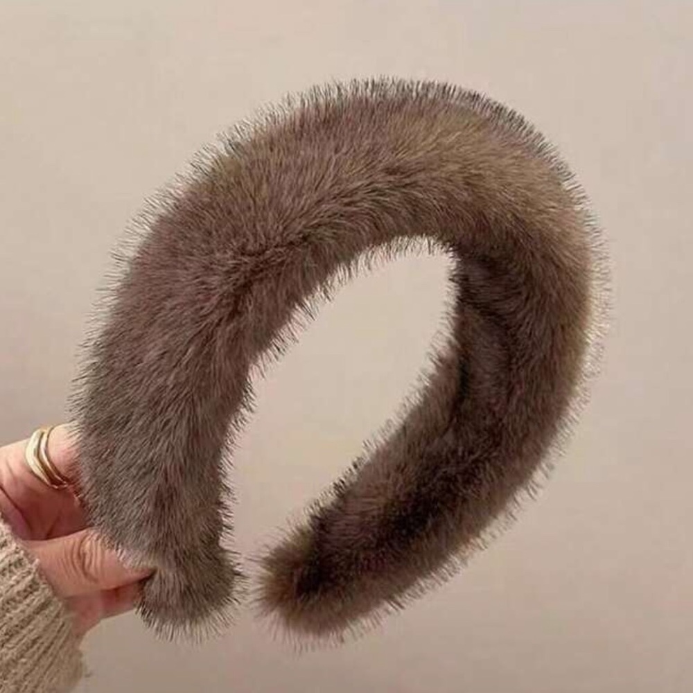 Elegant Brown Fur Headband